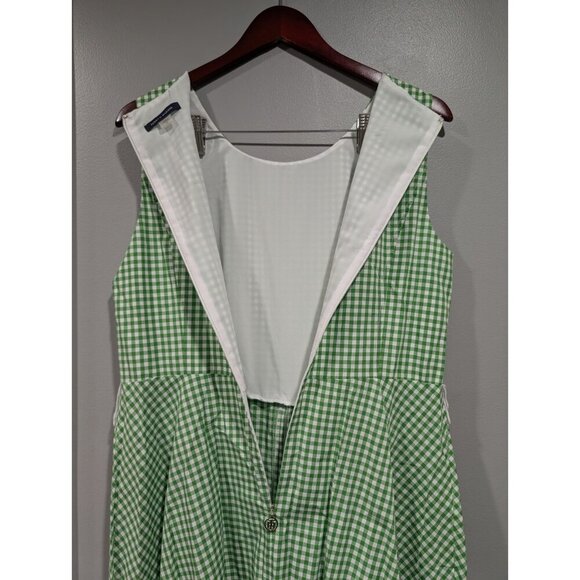 Tommy Hilfiger Womens Gingham Sleeveless Midi Green White Belted Dress NWT Sz 12 - Picture 5 of 16